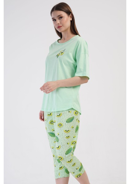 Pamuklu Kadın Büyük Beden Düşük Omuzlu Kısa Kol Kaprili Pijama Takım , 408343 modelleri