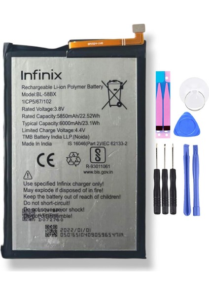 Infinix Hot 9 Play BL-58BX Batarya Pil Tamir Seti ve Pil Bandı