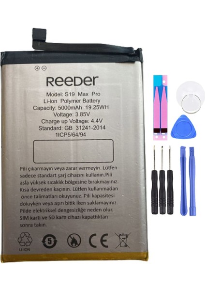Reeder S19 Max Pro Batarya Pil Tamir Seti ve Pil Bandı