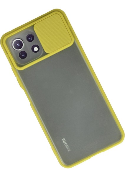 Xiaomi Mi 11 Lite Kılıf Palm Buzlu Kamera Sürgülü Silikon - Sarı - NFND3040-7430