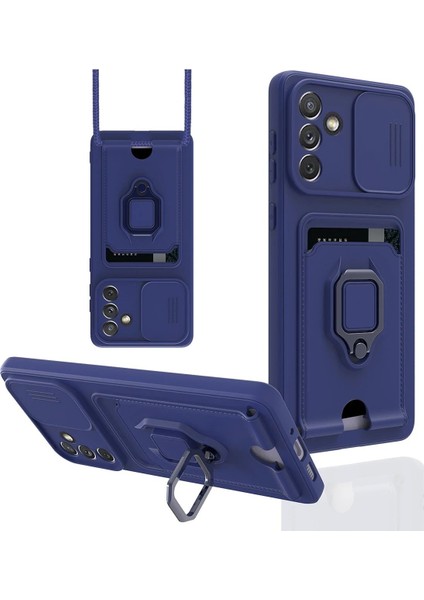 Samsung Galaxy A04S Kılıf Zuma Kartvizitli Yüzüklü Silikon - Lacivert - NFND2018-9255