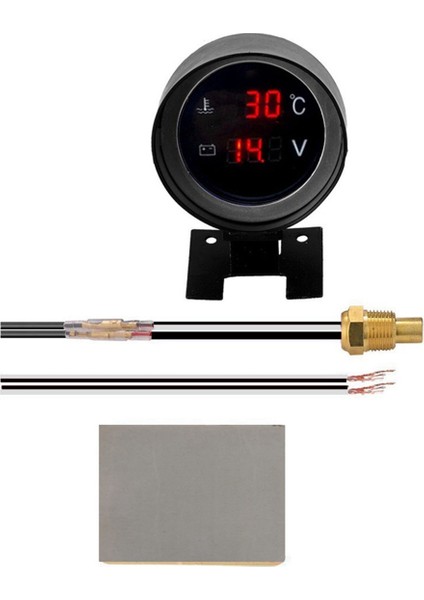 2'si 1 Arada 12V 24V Yuvarlak LED Dijital Araba Kamyon Su Sıcaklık Ölçer Kırmızı (Yurt Dışından) fiyatları