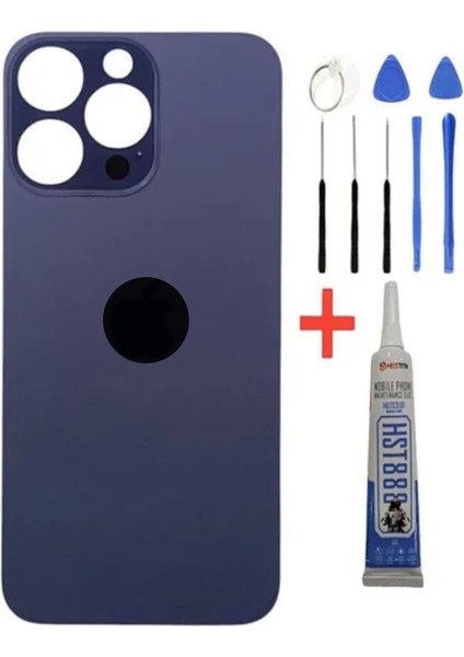 Iphone 14 Pro Max Uyumlu Derin Mor Arka Pil Kapağı Batarya Kapağı Yapışkan Hediyeli