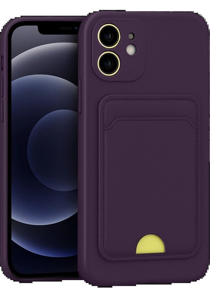iPhone 11 Kılıf Kelvin Kartvizitli Silikon - Derin Mor - NFND6434-6516