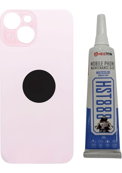 Iphone 15 Uyumlu Pembe Arka Pil Kapağı Batarya Kapağı Yapışkan Hediyeli