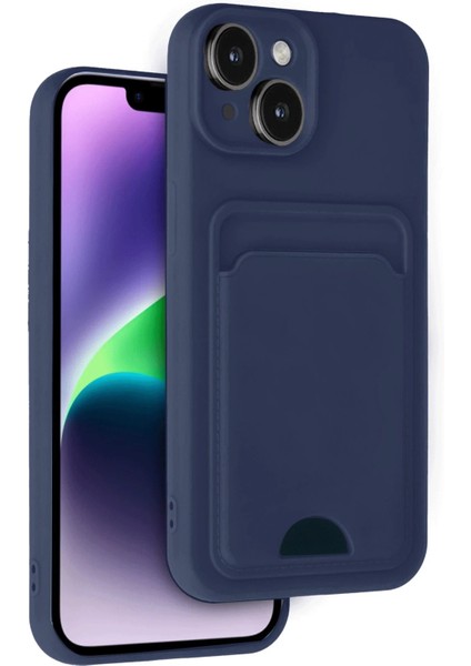 iPhone 14 Kılıf Kelvin Kartvizitli Silikon - Lacivert - NFND6587-3264