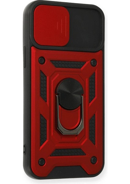 iPhone 12 Pro Kılıf Pars Lens Yüzüklü Silikon - Kırmızı - NFND9732-7624
