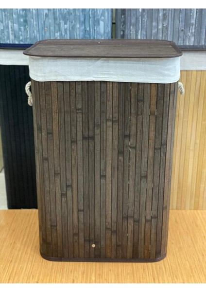 Katlanabilir Kirli Çamaşır Sepeti Bambu Dikdörtgen Kahverengi Katlanabilir Kirli Çamaşır Sepeti Dikdörtgen 50 x 70 cm Büyük Boy