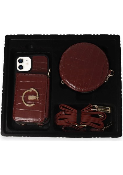 iPhone 11 Kılıf Ermes Kapak - Bordo - NFND5727-2860