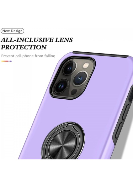 iPhone 13 Pro Max Kılıf Elit Yüzüklü Kapak - Mor - NFND4499-7422
