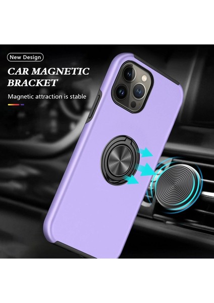 iPhone 13 Pro Max Kılıf Elit Yüzüklü Kapak - Mor - NFND4499-7422