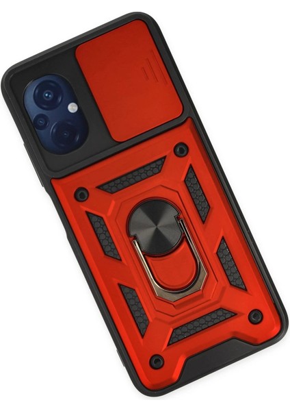 Xiaomi Poco M5 Kılıf Pars Lens Yüzüklü Silikon - Kırmızı - NFND6340-9065