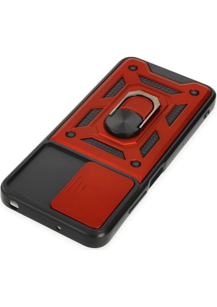 Xiaomi Poco M5 Kılıf Pars Lens Yüzüklü Silikon - Kırmızı - NFND6340-9065