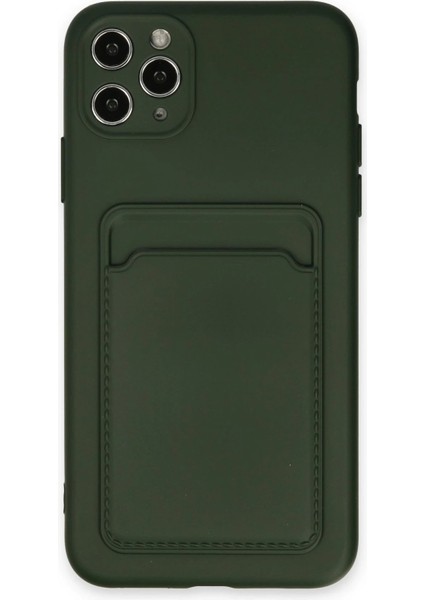 iPhone 11 Pro Max Kılıf Kelvin Kartvizitli Silikon - Koyu Yeşil - NFND2145-3187