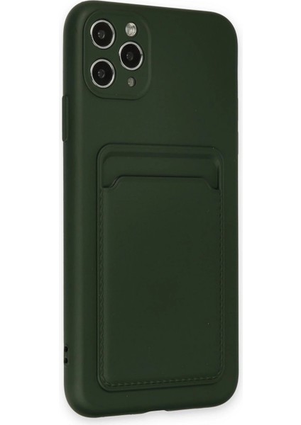 iPhone 11 Pro Max Kılıf Kelvin Kartvizitli Silikon - Koyu Yeşil - NFND2145-3187