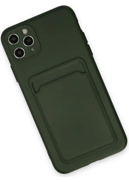 iPhone 11 Pro Max Kılıf Kelvin Kartvizitli Silikon - Koyu Yeşil - NFND2145-3187