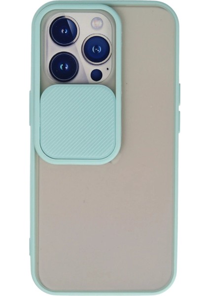 iPhone 13 Pro Kılıf Palm Buzlu Kamera Sürgülü Silikon - Turkuaz - NFND1746-8444
