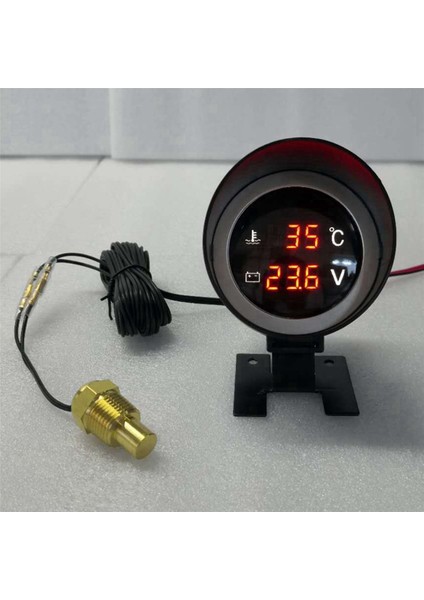 Yuvarlak LED Dijital Araba Kamyon Su Sıcaklık Ölçer Sıcaklık Sensörü B (Yurt Dışından)
