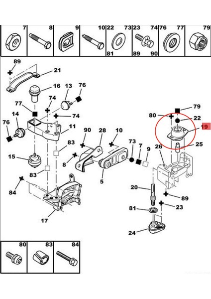 206 306 307 408 607 Arka Motor Takozu Için 184468 (Yurt Dışından)