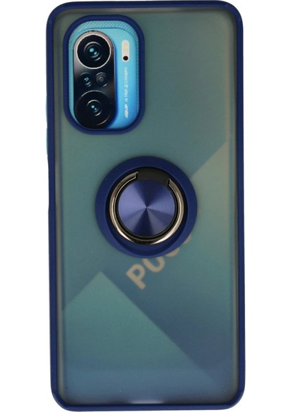 Xiaomi Redmi K40 Kılıf Montreal Yüzüklü Silikon Kapak - Lacivert - NFND9566-4705