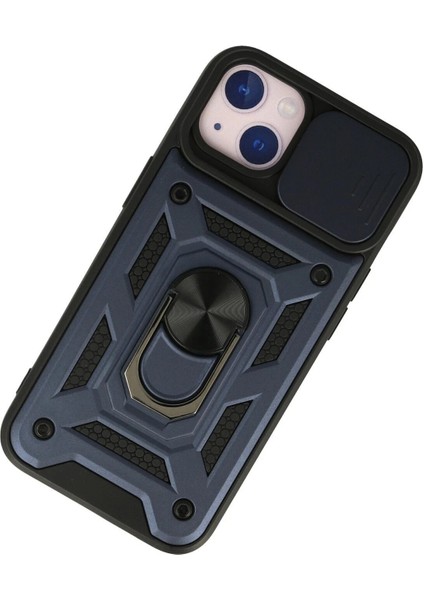iPhone 15 Kılıf Pars Lens Yüzüklü Silikon - Lacivert - NFND7972-6783