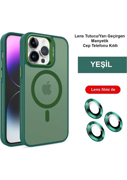 iPhone 14 Pro Kılıf Flet Lens Magsafe Kapak - Koyu Yeşil - NFND5338-8923