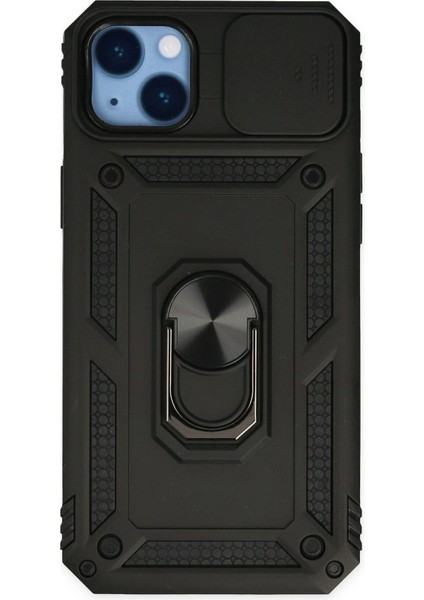 iPhone 14 Plus Kılıf Pars Lens Yüzüklü Silikon - Siyah - NFND3335-2920