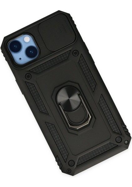 iPhone 14 Plus Kılıf Pars Lens Yüzüklü Silikon - Siyah - NFND3335-2920