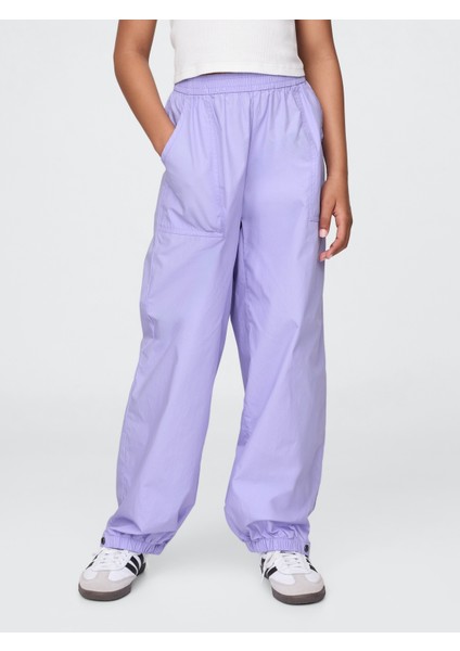Kız Çocuk Açık Lila Poplin Baggy Jogger Pantolon fırsatları