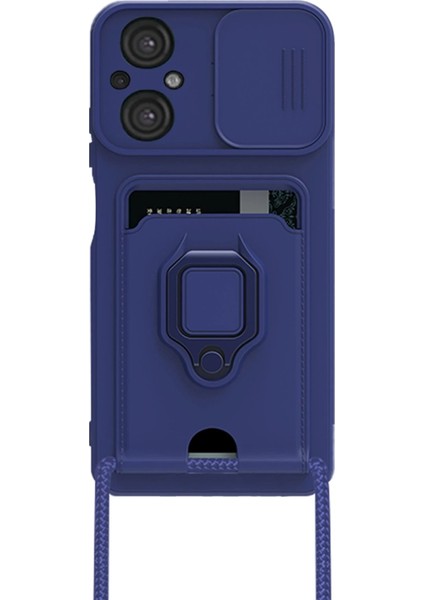 Xiaomi Poco M5 Kılıf Zuma Kartvizitli Yüzüklü Silikon - Lacivert - NFND9178-6613