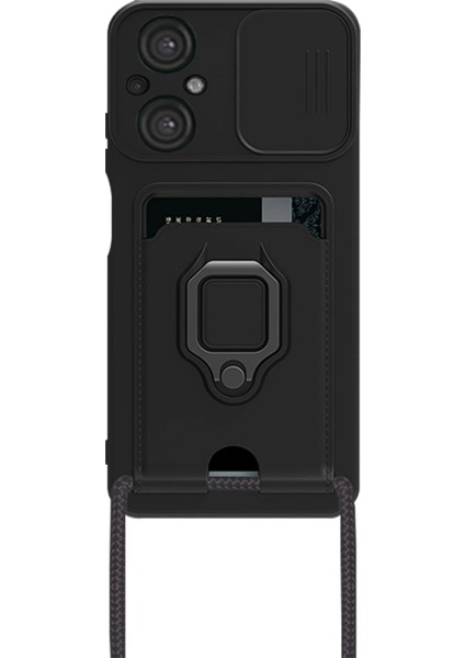 Xiaomi Poco M5 Kılıf Zuma Kartvizitli Yüzüklü Silikon - Siyah - NFND6862-1591