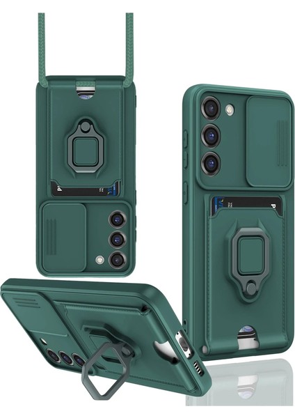 Samsung Galaxy S24 Plus Kılıf Zuma Kartvizitli Yüzüklü Silikon - Yeşil - NFND9434-4553