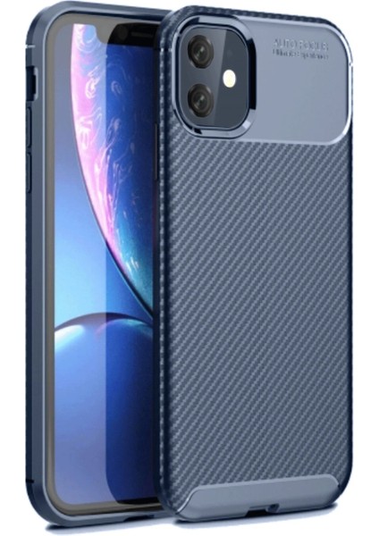 iPhone 11 Kılıf Auto Focus Karbon Kapak - Lacivert - NFND7046-6387