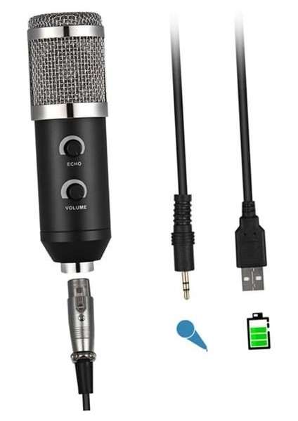 HK-100 3.5mm Masaüstü Kondenser Stüdyo Podcast Yayıncı Mikrofonu 3 Metre Kablolu indirimleri