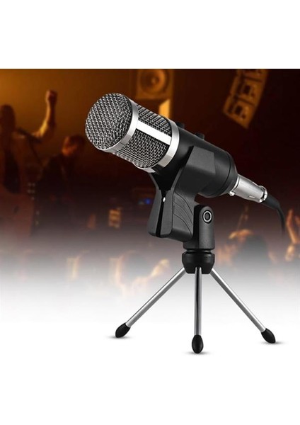 HK-100 3.5mm Masaüstü Kondenser Stüdyo Podcast Yayıncı Mikrofonu 3 Metre Kablolu