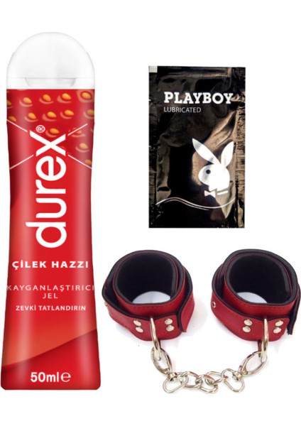 Çilek Hazzı 50 ml Jel + Kırmızı Deri El Kelepçesi + Hediye