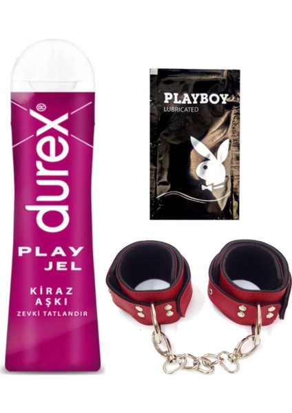 Kiraz Aşkı 50 ml Jel + Kırmızı Deri El Kelepçesi + Hediye