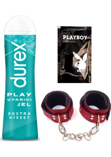 Play Ekstra Hisset Bay Bayan Uyarıcılı Jel 50 ml + Kırmızı Deri El Kelepçesi + Hediye