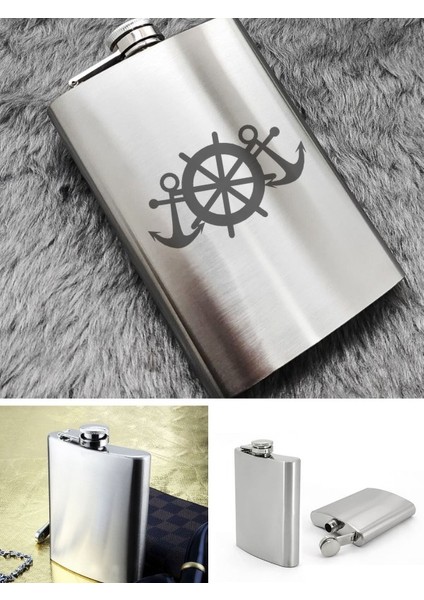 Denizci Çapa Temalı 9 Oz Paslanmaz Çelik Cep Matarası 266 ml Içecek Cep Matarası fiyatları