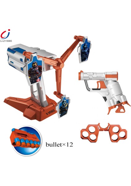 Oyuncak Nerf Sünger Atan Tabanca Sesli Harekeli Hedefli Silah-Hareketli Değirmen- 6 Sünger modelleri