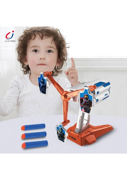 Oyuncak Nerf Sünger Atan Tabanca Sesli Harekeli Hedefli Silah-Hareketli Değirmen- 6 Sünger