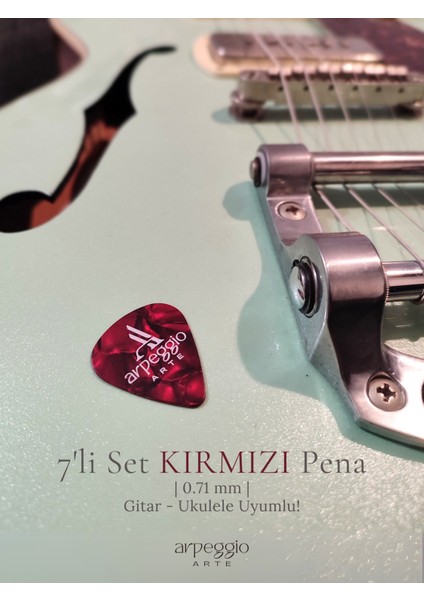 7’li Kırmızı Gitar ve Ukulele Pena Seti + Pena Taşıma Kutusu | Selüloid Pena (0,71MM) fırsatları
