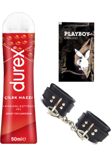 Çilek Hazzı 50 ml Jel + Siyah Deri El Kelepçesi + Hediye
