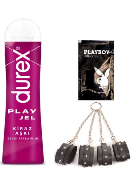 Kiraz Aşkı 50 ml Jel + Siyah Deri El ve Ayak Kelepçesi + Hediye