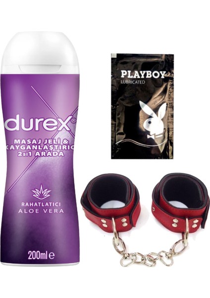 Aloe Vera 2'si 1 Arada Masaj & Kayganlaştırıcılı Jel + Kırmızı Deri El Kelepçesi + Hediye