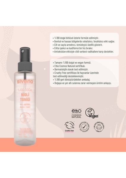 Doğal Nioli Suyu Kötü Koku Önleyici Arındırıcı Ferahlatıcı Hassas Bölge Toniği 150 ml