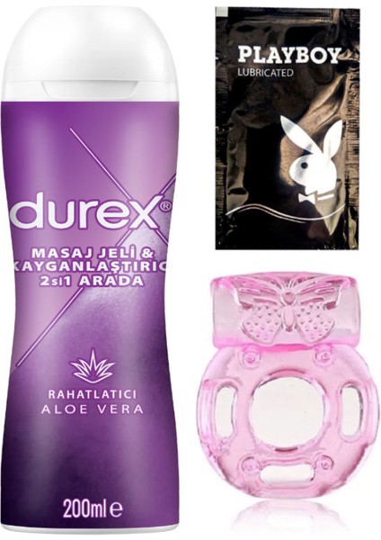 Aloe Vera 2'si 1 Arada Masaj & Kayganlaştırıcılı Özellikli Jel + Penisinize Titreşimli Halka + Hediye