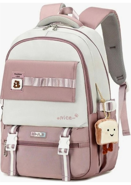 Kore Model Nice Bear Anahtarlıklı Renkli Okul Sırt Çantası