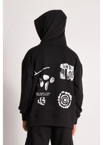 Erkek Çocuk Kapüşonlu Eşofman Takım Oversize Ön ve Sırt Baskılı fiyatları