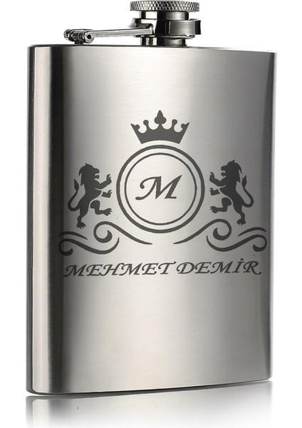 Kişiye Isme Özel Aslanlar Motifli 9 Oz Paslanmaz Çelik Cep Matarası 266 ml Içecek Cep Matarası fiyatları